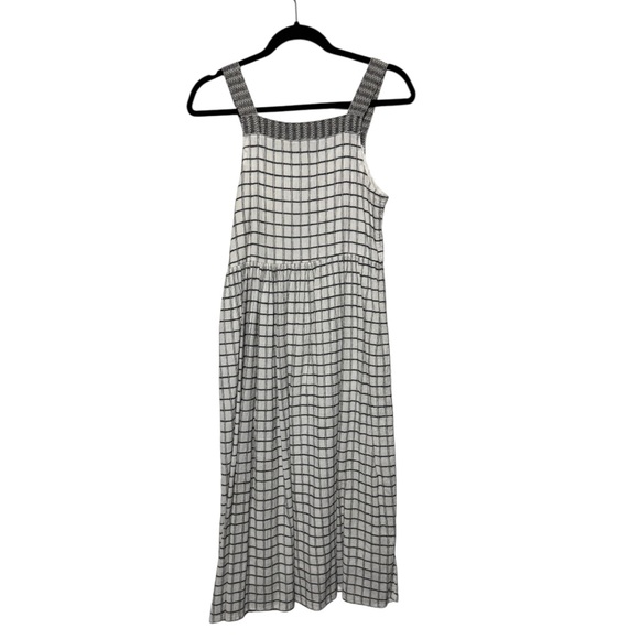 Roxy White Black Plaid Gingham Checkered Sleeveless Sun Dress Midi Modest Large - Picture 5 of 6